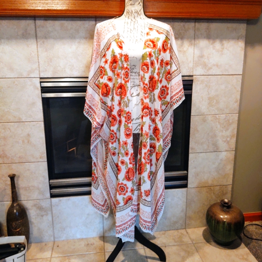Floral Large Swim Cover Up Semi Sheer!
